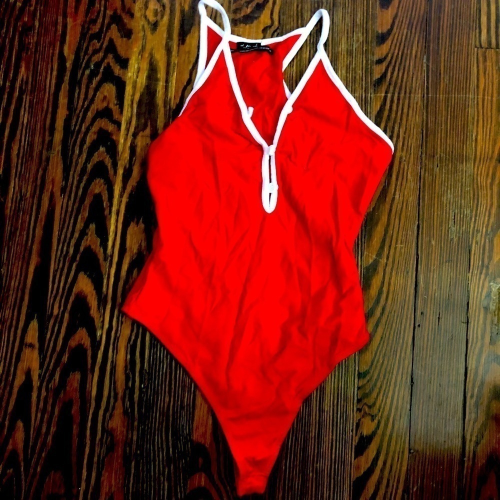 URBAN OUTFITTERS red and white bodysuit